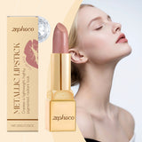zephoco Metallic Cream Lipstick 3.5g - Nude Pink with a Metallic Finish