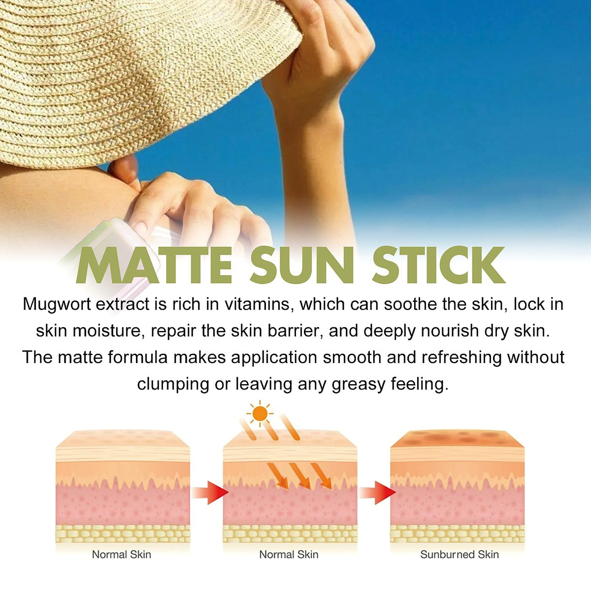 EELHOE Matte Sunscreen Stick 18g - Portable SPF Stick for Face & Body