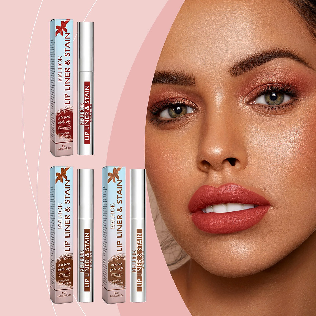 EELHOE Peel-Off Lip Tint 3ml - Long-Lasting Red Brown Colour