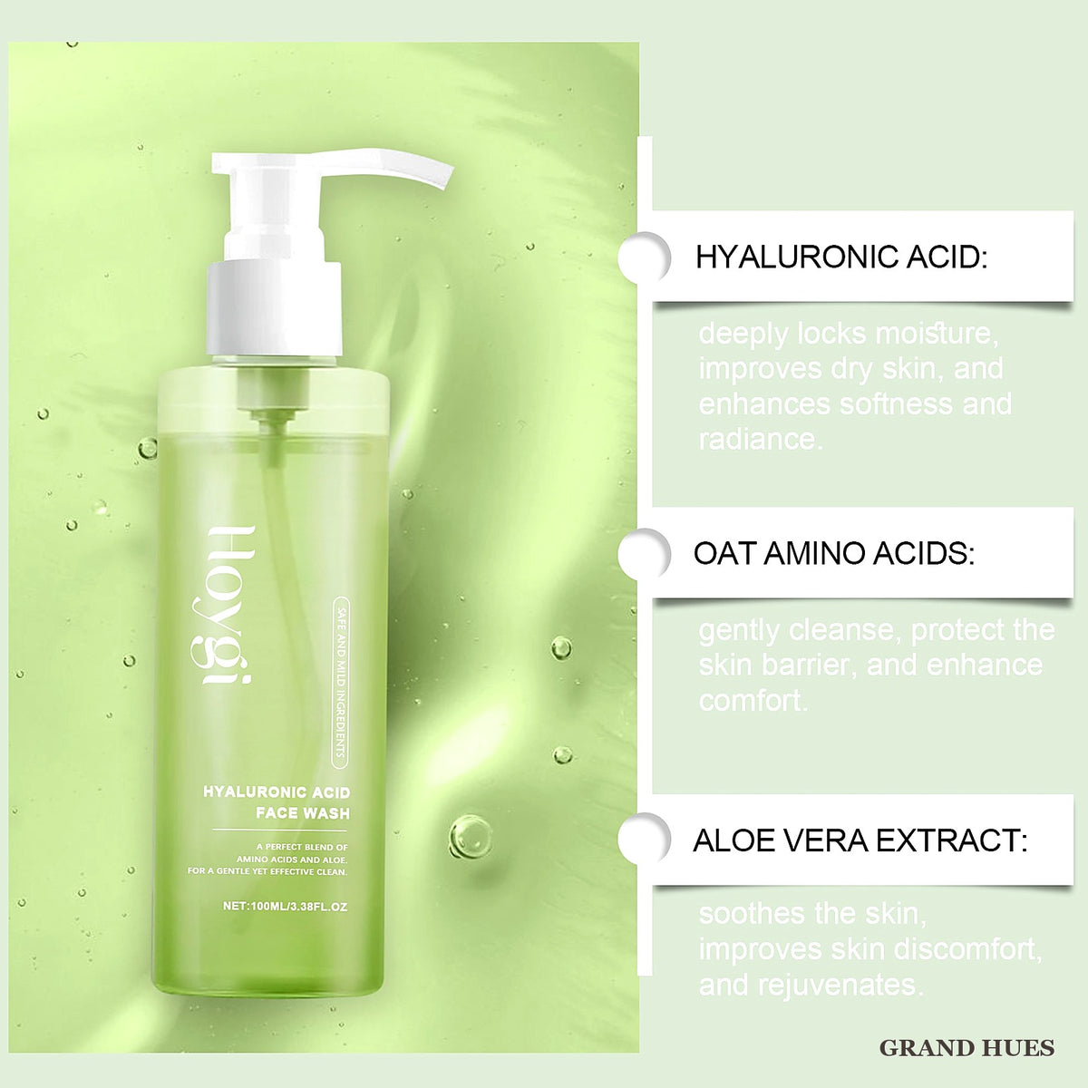 Hoygi Hyaluronic Acid Gentle Cleansing Gel 100ml - Soft, Non-Tight Cleanse